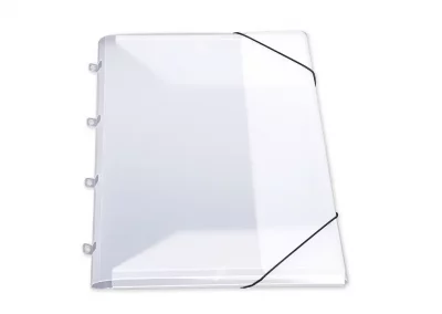 Plastic folders with binder hinge and elastic band